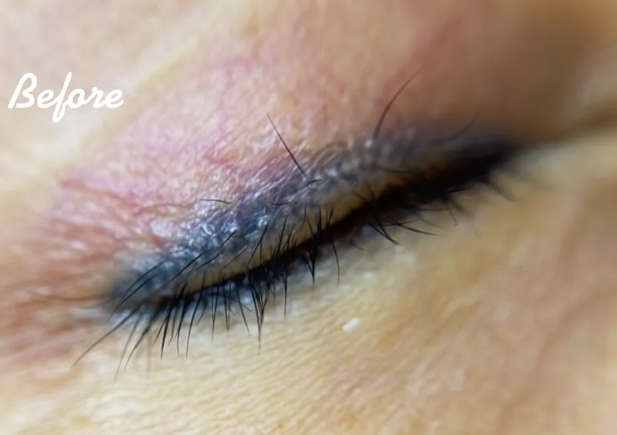 Faded old eyeliner before a lash line by Kate Kanner
